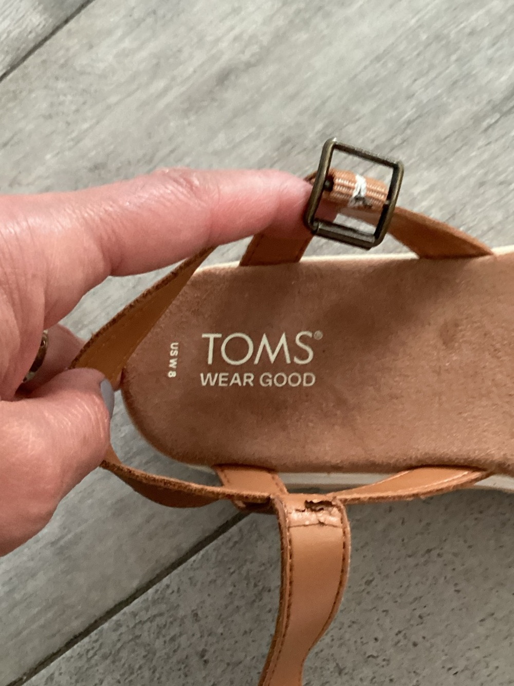 Toms Tan Leather Slingback Platform Sandals - Picture 5 of 8